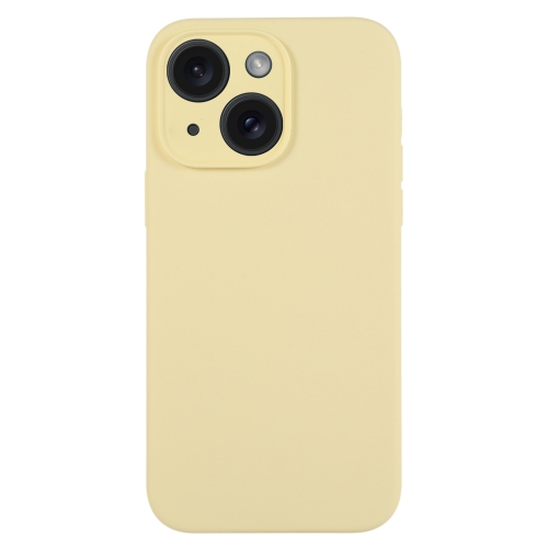

For iPhone 15 Plus Pure Color Liquid Silicone Fine Pore Phone Case(Creamy Yellow)