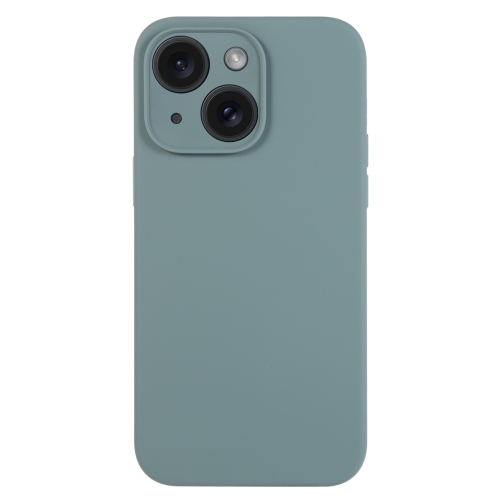 

For iPhone 15 Plus Pure Color Liquid Silicone Fine Pore Phone Case(Pine Needle Green)
