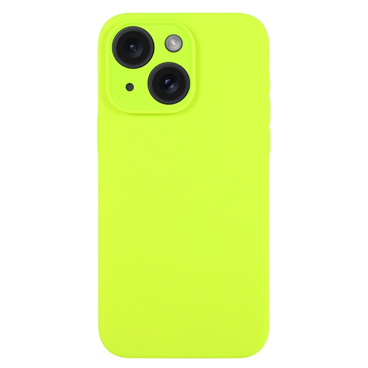 

For iPhone 15 Plus Pure Color Liquid Silicone Fine Pore Phone Case(Bright Green)