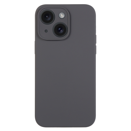 

For iPhone 15 Plus Pure Color Liquid Silicone Fine Pore Phone Case(Charcoal Black)