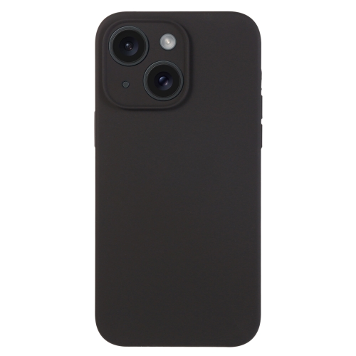 

For iPhone 15 Pure Color Liquid Silicone Fine Pore Phone Case(Black)