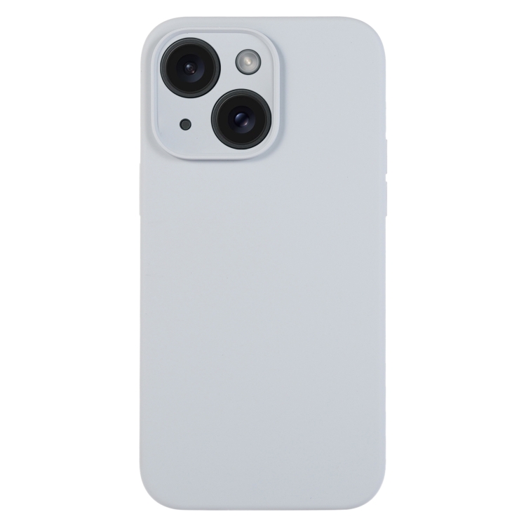 

For iPhone 15 Pure Color Liquid Silicone Fine Pore Phone Case(Grey Blue)