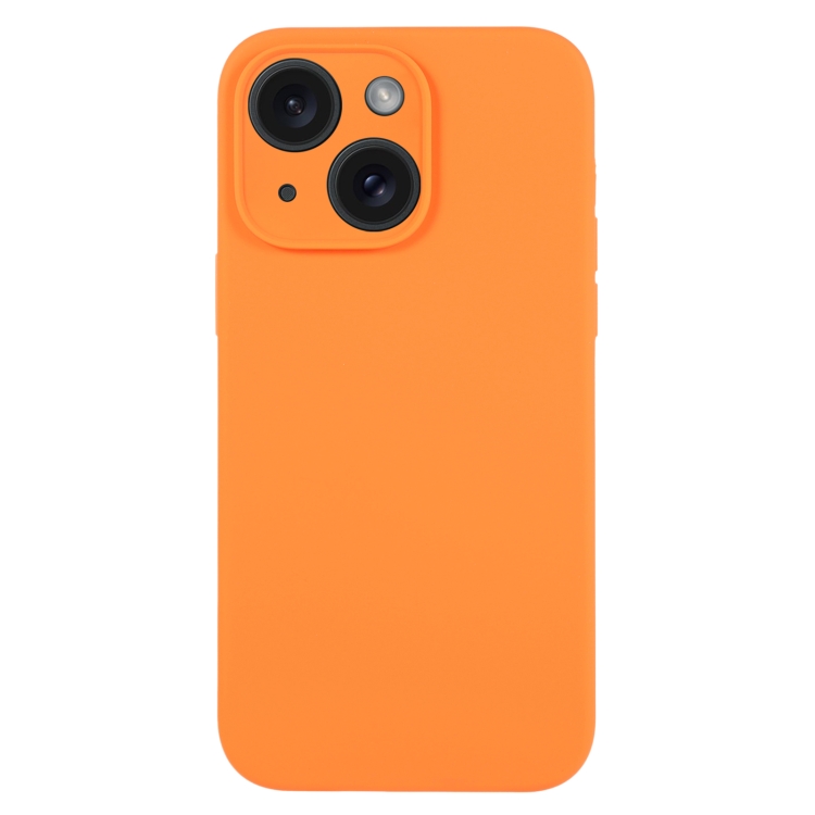 

For iPhone 15 Pure Color Liquid Silicone Fine Pore Phone Case(Orange)