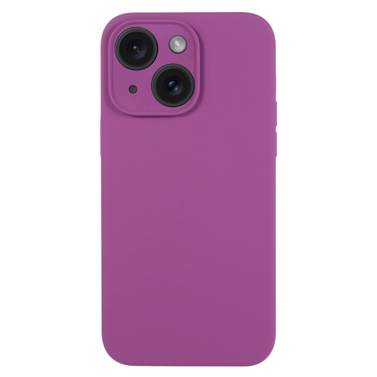 

For iPhone 15 Pure Color Liquid Silicone Fine Pore Phone Case(Grape Purple)