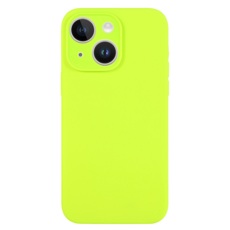 

For iPhone 14 Plus Pure Color Liquid Silicone Fine Pore Phone Case(Bright Green)