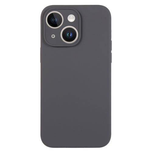 

For iPhone 14 Plus Pure Color Liquid Silicone Fine Pore Phone Case(Charcoal Black)