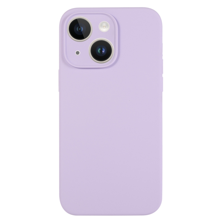 

For iPhone 14 Pure Color Liquid Silicone Fine Pore Phone Case(Lilac Purple)