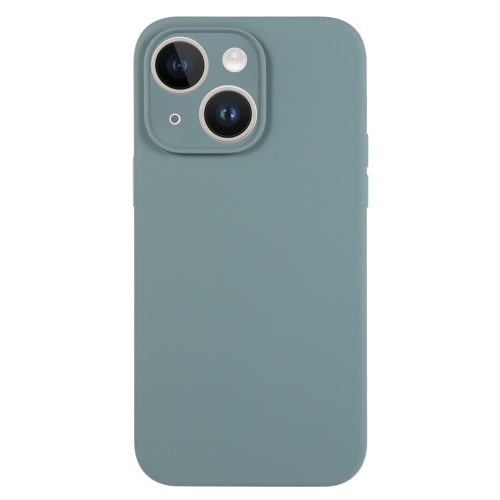 

For iPhone 14 Pure Color Liquid Silicone Fine Pore Phone Case(Pine Needle Green)