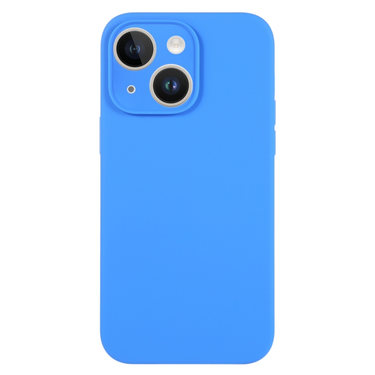 

For iPhone 14 Pure Color Liquid Silicone Fine Pore Phone Case(Lake Blue)