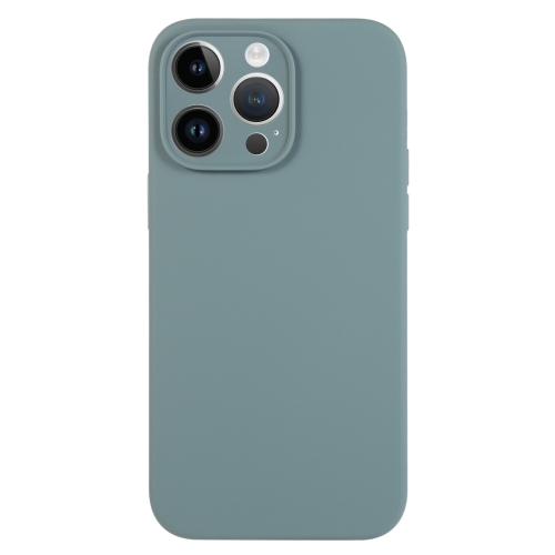 

For iPhone 14 Pro Pure Color Liquid Silicone Fine Pore Phone Case(Pine Needle Green)