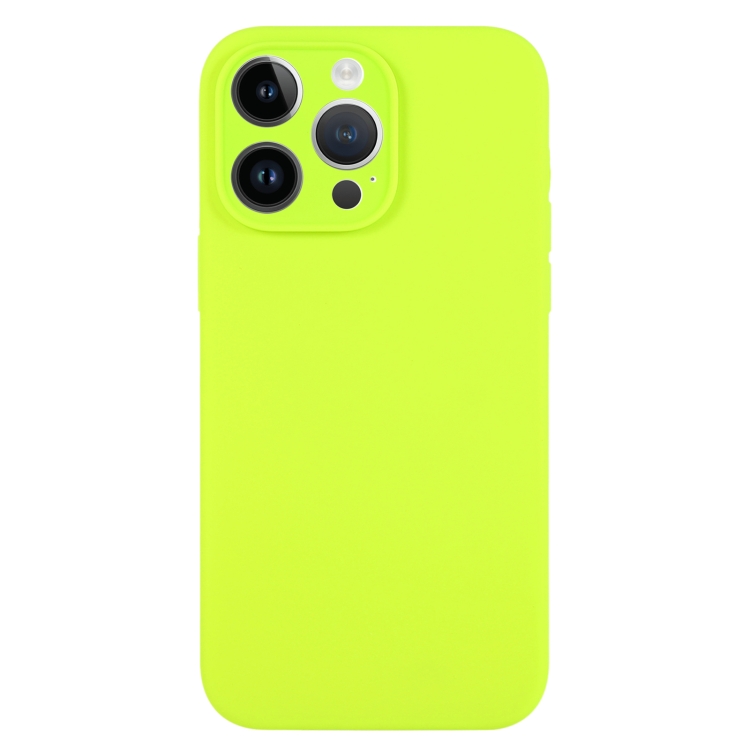 

For iPhone 14 Pro Pure Color Liquid Silicone Fine Pore Phone Case(Bright Green)