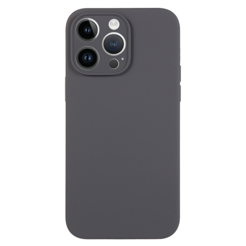 

For iPhone 14 Pro Pure Color Liquid Silicone Fine Pore Phone Case(Charcoal Black)
