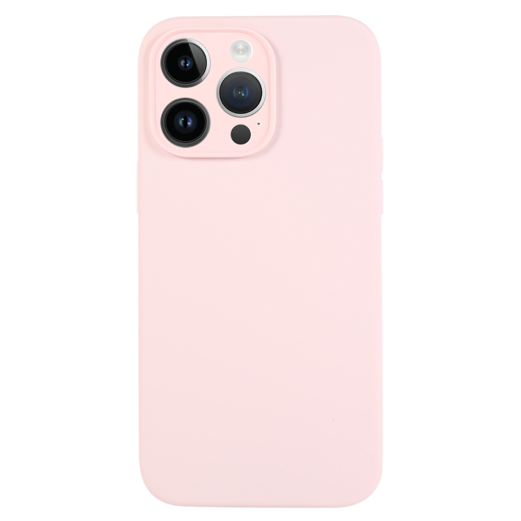

For iPhone 14 Pro Max Pure Color Liquid Silicone Fine Pore Phone Case(Grey Pink)
