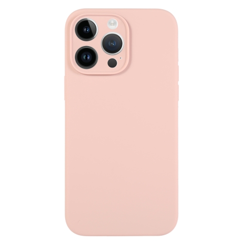 

For iPhone 14 Pro Max Pure Color Liquid Silicone Fine Pore Phone Case(Sand Pink)