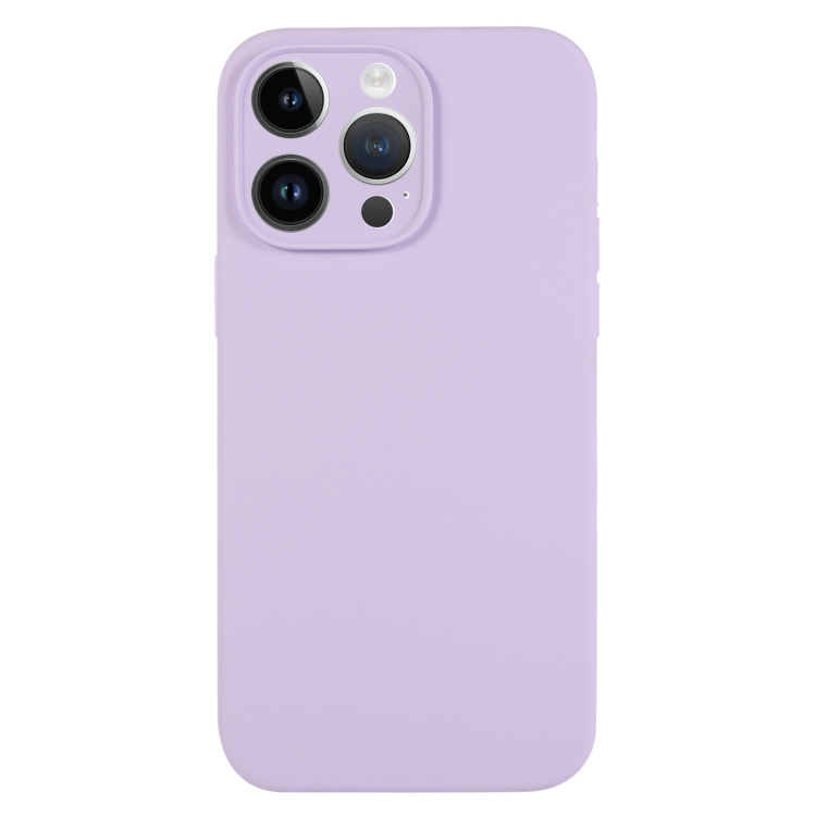 

For iPhone 14 Pro Max Pure Color Liquid Silicone Fine Pore Phone Case(Lilac Purple)