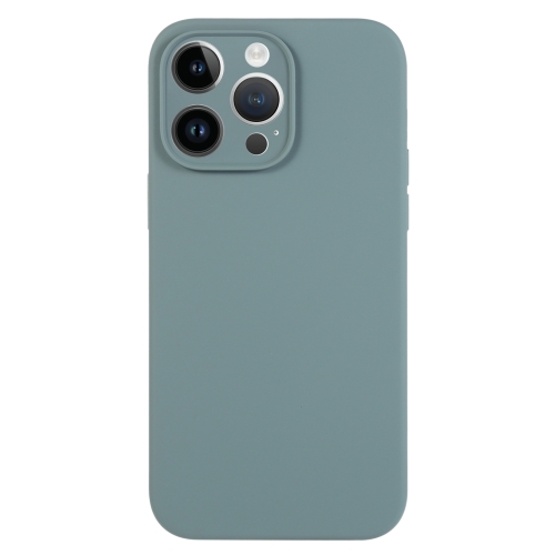 

For iPhone 14 Pro Max Pure Color Liquid Silicone Fine Pore Phone Case(Pine Needle Green)