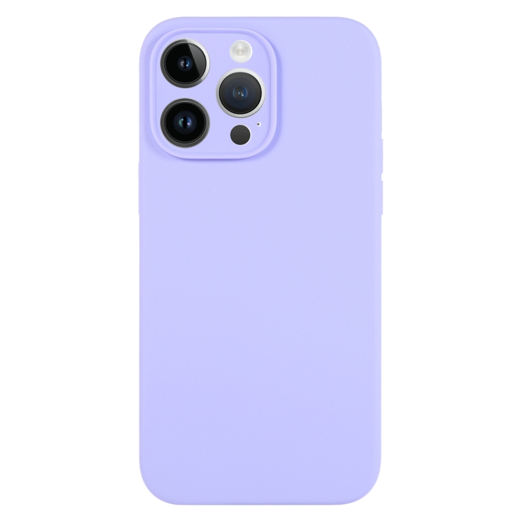 

For iPhone 14 Pro Max Pure Color Liquid Silicone Fine Pore Phone Case(Light Purple)