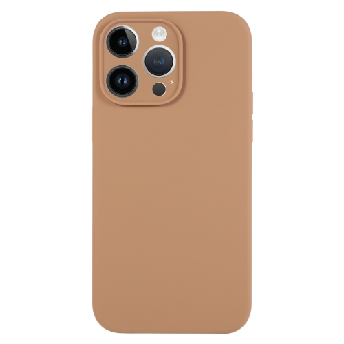 

For iPhone 13 Pro Max Pure Color Liquid Silicone Fine Pore Phone Case(Light Brown)