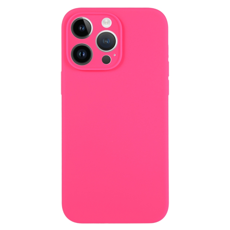 

For iPhone 13 Pro Max Pure Color Liquid Silicone Fine Pore Phone Case(Fresh Pink)