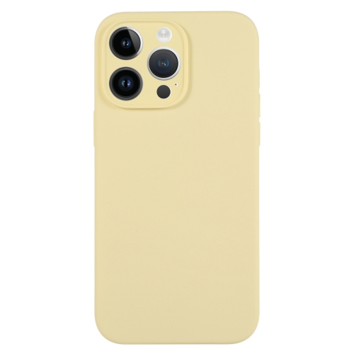 

For iPhone 13 Pro Pure Color Liquid Silicone Fine Pore Phone Case(Creamy Yellow)