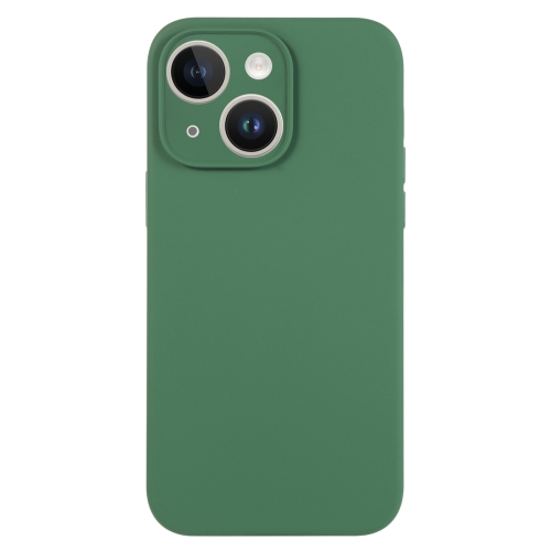 

For iPhone 13 Pure Color Liquid Silicone Fine Pore Phone Case(Clover Green)