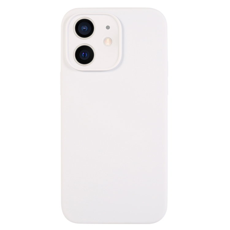

For iPhone 12 Pure Color Liquid Silicone Fine Pore Phone Case(White)