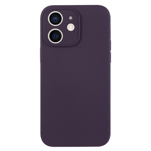 

For iPhone 12 Pure Color Liquid Silicone Fine Pore Phone Case(Berry Purple)