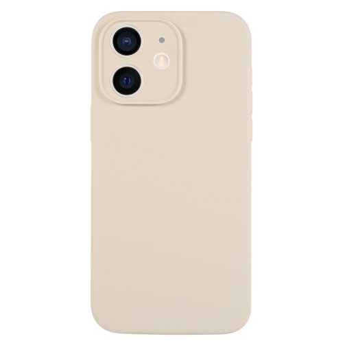 

For iPhone 12 Pure Color Liquid Silicone Fine Pore Phone Case(Antique White)