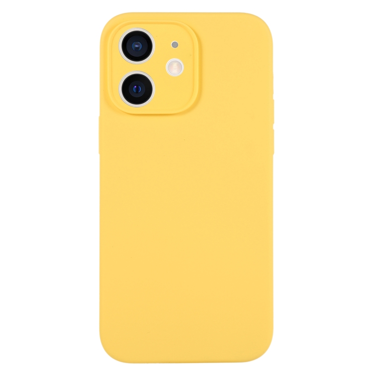 

For iPhone 12 Pure Color Liquid Silicone Fine Pore Phone Case(Yellow)
