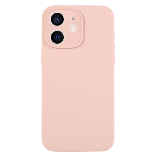 

For iPhone 12 Pure Color Liquid Silicone Fine Pore Phone Case(Sand Pink)