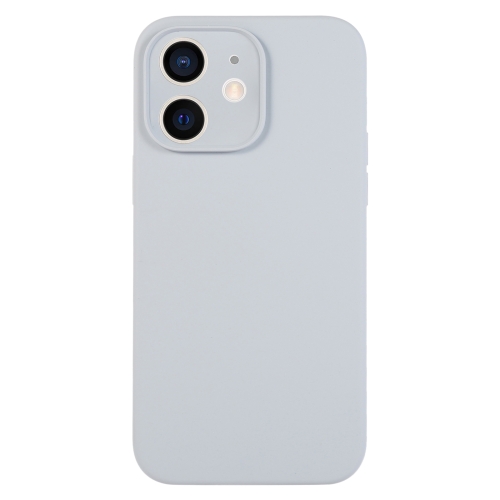 

For iPhone 12 Pure Color Liquid Silicone Fine Pore Phone Case(Grey Blue)