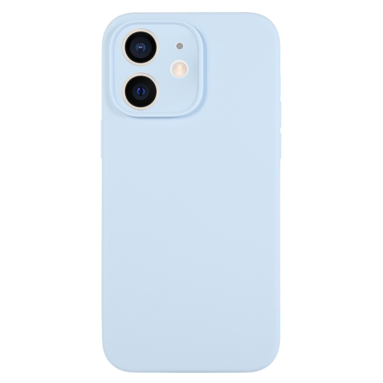 

For iPhone 12 Pure Color Liquid Silicone Fine Pore Phone Case(Sky Blue)