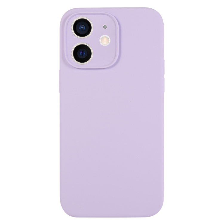 

For iPhone 12 Pure Color Liquid Silicone Fine Pore Phone Case(Lilac Purple)