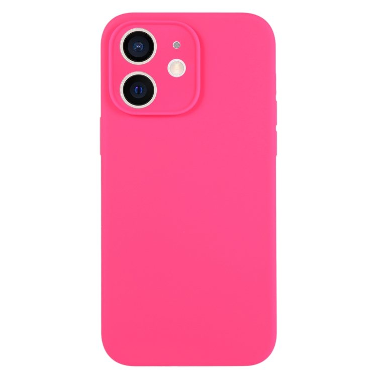 

For iPhone 12 Pure Color Liquid Silicone Fine Pore Phone Case(Fresh Pink)
