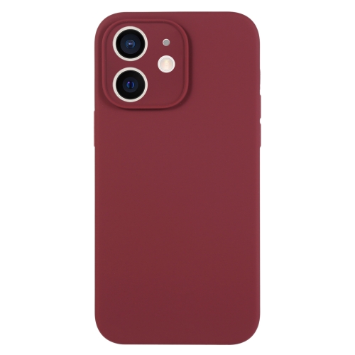 

For iPhone 12 Pure Color Liquid Silicone Fine Pore Phone Case(Plum)