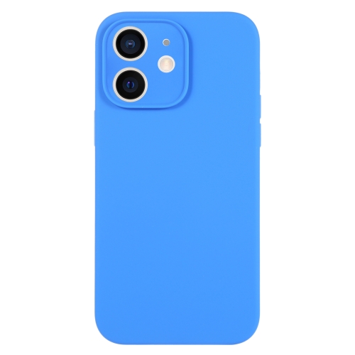 

For iPhone 12 Pure Color Liquid Silicone Fine Pore Phone Case(Lake Blue)