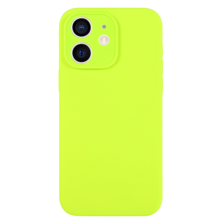

For iPhone 12 Pure Color Liquid Silicone Fine Pore Phone Case(Bright Green)