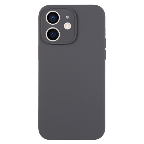 

For iPhone 12 Pure Color Liquid Silicone Fine Pore Phone Case(Charcoal Black)