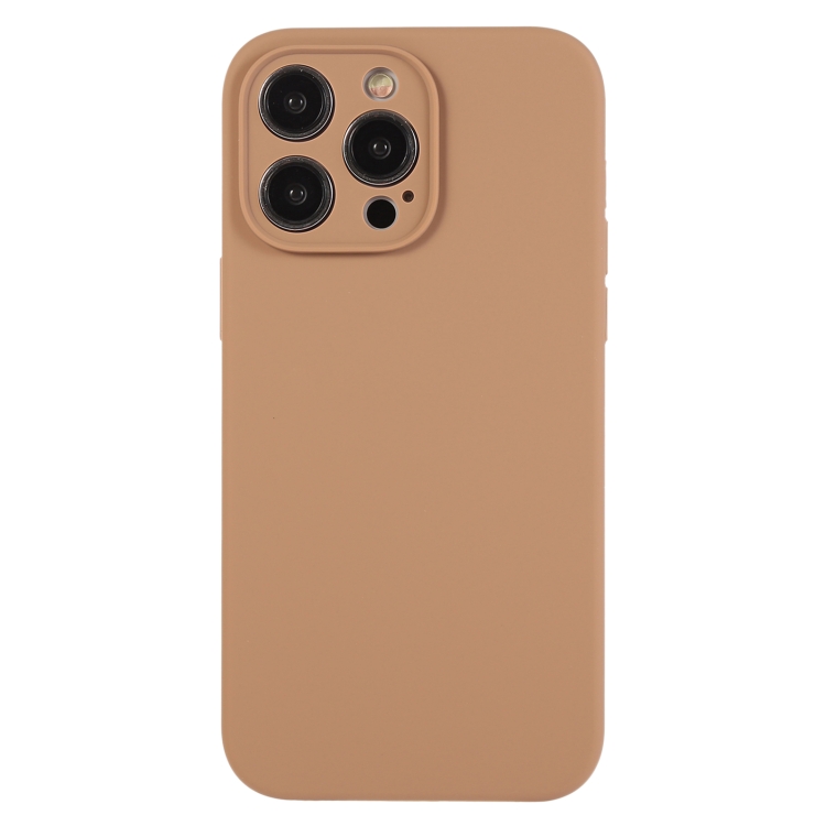 

For iPhone 12 Pro Max Pure Color Liquid Silicone Fine Pore Phone Case(Light Brown)