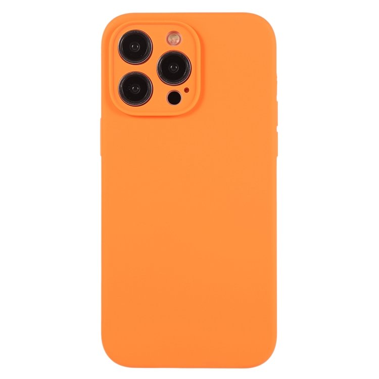 

For iPhone 12 Pro Max Pure Color Liquid Silicone Fine Pore Phone Case(Orange)
