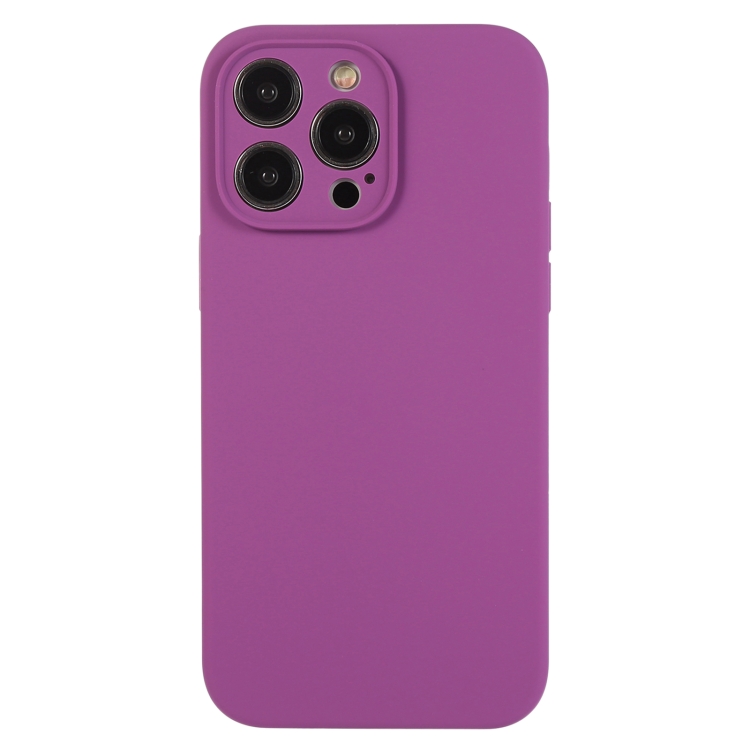 

For iPhone 12 Pro Max Pure Color Liquid Silicone Fine Pore Phone Case(Grape Purple)