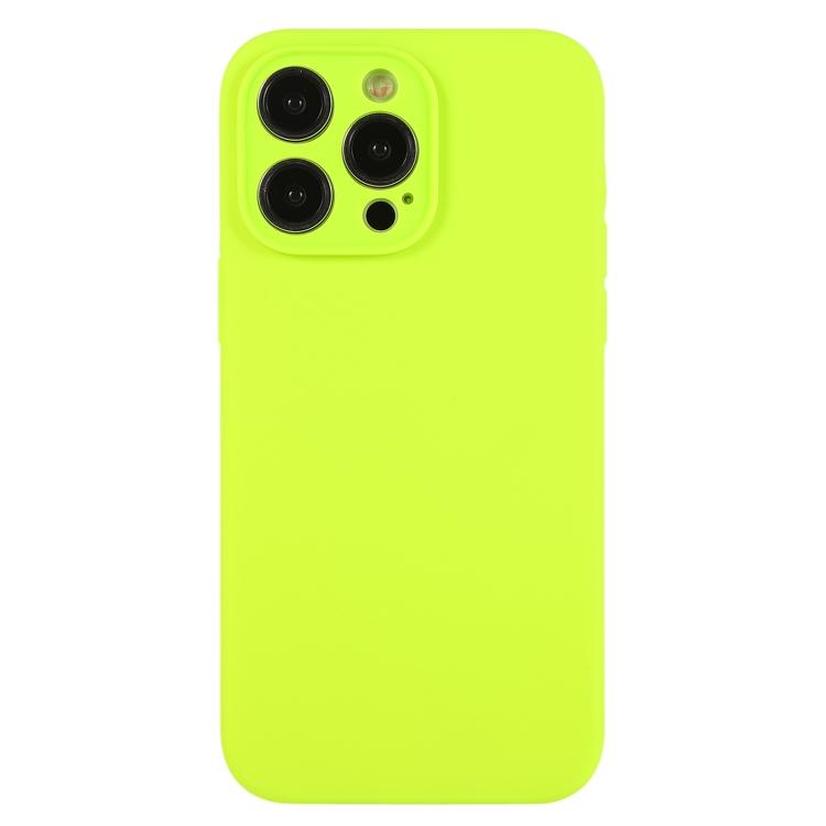 

For iPhone 12 Pro Max Pure Color Liquid Silicone Fine Pore Phone Case(Bright Green)