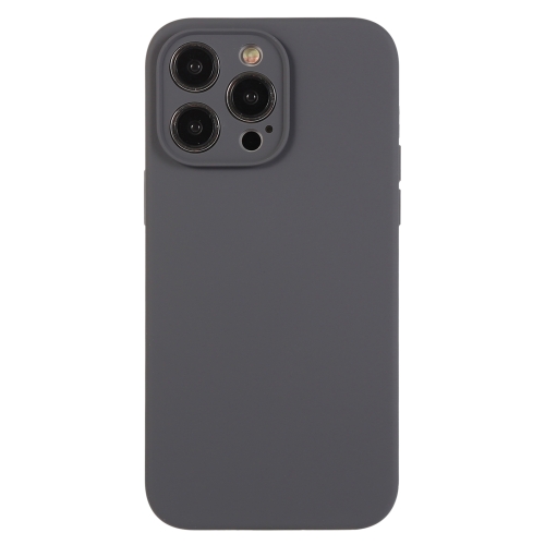 

For iPhone 12 Pro Max Pure Color Liquid Silicone Fine Pore Phone Case(Charcoal Black)