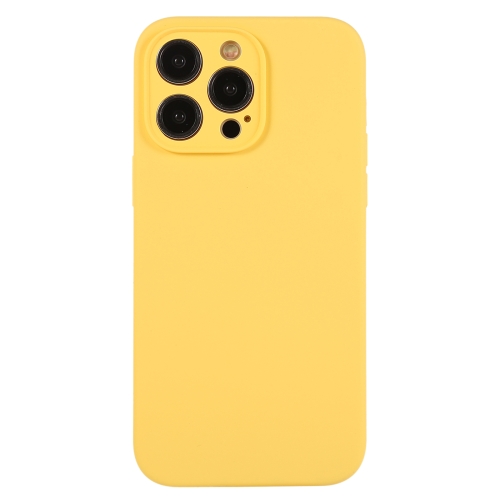 

For iPhone 12 Pro Pure Color Liquid Silicone Fine Pore Phone Case(Yellow)