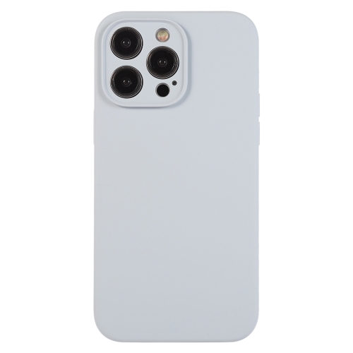 

For iPhone 12 Pro Pure Color Liquid Silicone Fine Pore Phone Case(Grey Blue)