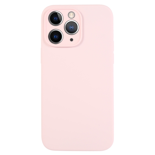 

For iPhone 11 Pro Max Pure Color Liquid Silicone Fine Pore Phone Case(Grey Pink)