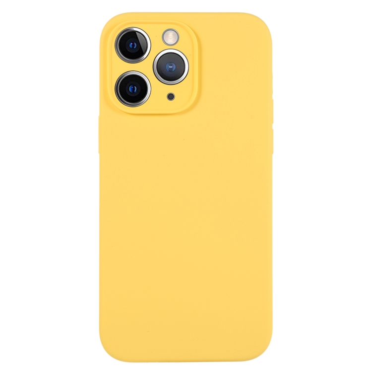 

For iPhone 11 Pro Max Pure Color Liquid Silicone Fine Pore Phone Case(Yellow)