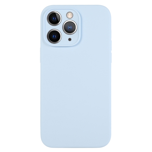 

For iPhone 11 Pro Max Pure Color Liquid Silicone Fine Pore Phone Case(Sky Blue)