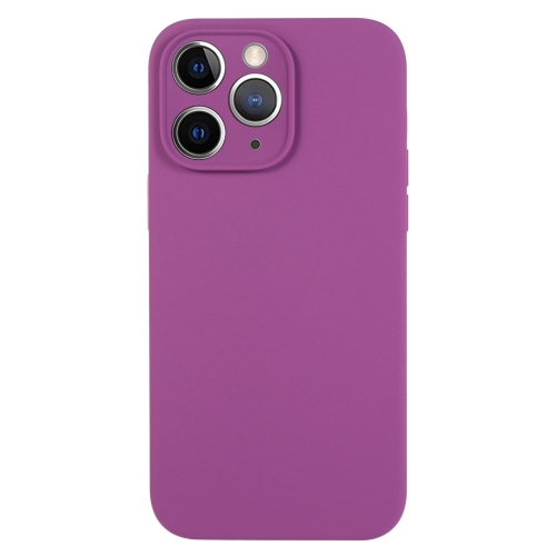 

For iPhone 11 Pro Max Pure Color Liquid Silicone Fine Pore Phone Case(Grape Purple)