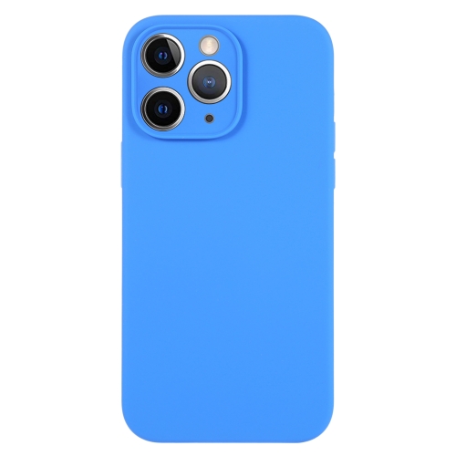 

For iPhone 11 Pro Max Pure Color Liquid Silicone Fine Pore Phone Case(Lake Blue)